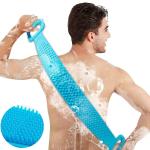 CONSONANTIAM Soft Silicone Body Brush Bath Belt Dirt Removable Back Brush Belt, Double Side Spa Massager Belt Shower Strap (Random Colors)