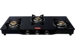 goodflame Regular 3B MS Blk gas stove Brass Burner gas stove(Manual ignition) Glass gas stove