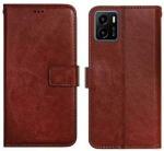 AmericHome Vivo Y15s, V2125, Vivo Y01 V2118 Black, Brown Artificial Leather Mobile Flip Cover