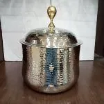 KROWN 3000ml Double Wall Stainless Steel Curve Hammer Shape Casserole with Brass Knob (Silver)