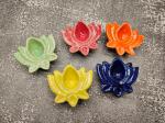 Kraftlik Handicrafts Kamal Diya Ceramic Colorful Table Diya, Hand Made Diya for Diwali Decoration, Puja Deepak lamp Colorful Kamal Design Diya for Diwali Gifting (Pack of 5)