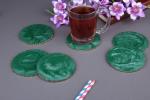 Vatsin Premium Resin Round Coasters Tea, Coffee Coasters for Home & Dining Table, Office, Table Accessories, for Gifting (Set of 6, Green)