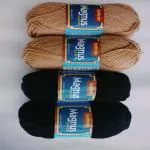 vardhman knitting yarn magnus yarn (Pack of 4 balls - each ball -100 gm, total 400 gm) 2 BLACK & 2 BEIGE colour