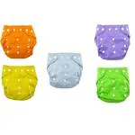 Ineffable Reusable Baby Washable Cloth Diaper Nappies Combo (Set of 5Pcs) with Wet Free Inserts (C-5 (R.P.O,Y.G)) (Assorted Colours)