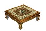 sv traders Meenakari Chowki with Wooden Legs (20.5 x 20.5 x 7 Inch)