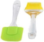 Zms Marketing Yellow, Green Plastic Flat Pastry Brush (Pack Of 2)