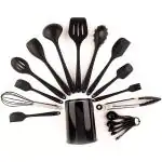 Frenchware Set of 18 Non-Stick Premium Silicone Spatula & Kitchen Utensil Set for Cooking, Baking & Mixing | Heat-Resistant -40'C to 230'C | Food-Grade & BPA-Free | Dishwasher Safe (Black)