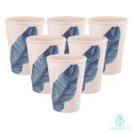 The Bamboo Co Blue Banana Leaf Large Glass- Set of 6 | 450 ml | Eco-friendly |Organic & Natural