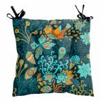 Kesar Enterprises Flower Printed Square Chair Pads/Seat Cushions with Ties Large Chairpad for Sitting Pooja Dining Table Indoor & Outdoor (14x14 Inches) One Pcs Design 2