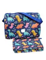 KidZeeNie Cute Printed Dinosaur Triangle Duffel Bag & Pouch Kids Combo Set| Sturdy Multipurpose Waterproof Organizer Matching Bag Set for Boys & Girls Outdoor Travel Gym Sports(PAC of 1)