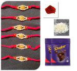 BHAKTI 2 SHAKTI MAKING WORSHIP SPECIAL Rakhi for brother | Bhaiya ki rakhi | Fancy rakhi for men with roli & akshat | Silver ball surrounding diamonds | Pack of 6 | With Chocolate Shots