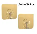 KitchenFest 20 Pcs Self Adhesive Sticky Wall Hooks for Hanging, 3 KG Load Capacity. (Golden Color).