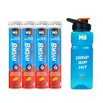 MuscleBlaze Fuel One Sports Hydr8 (Zesty Orange, 20 Effervescent Tablets Each, Pack of 4) with Sipper, 500 ml (Combo Pack)
