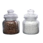 Cutting EDGE Glass Mimosa Jar 650ml Transparent Container for Dining Table, Kitchen, Aachar Pickle, Sweets, Chutney, Dry Fruits, Grocery with Airtight Curved Lid (Set of 2)