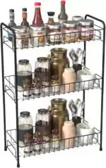 GLOCY 3-Tier Multipurpose Kitchen Self Rack/Kitchen Storage/Kitchen Organizer Steel Wall Shelf (No of Shelves - 3, Black)