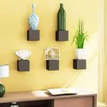 Home Sparkle Black MDF Cube Shelf 4 inch x 4 inch x 4 inch (Set of 5)