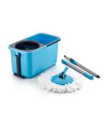 YASH Marketing Spin Mop Easy Wheels & Big Bucket with 2 Microfiber Refills, Floor Cleaning Mop with Bucket, pocha for Floor Cleaning, Mopping Blocks Strong Wind, Quiet Operation Personal (Blue)