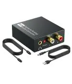 Verilux Digital to Analog Audio Converter 192khz Dac Digital Spdif Optical to Analog Lr Rca Converter Toslink Optical to 3.5mm