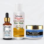 Urbaano Herbal Skin Nourishing Facial Kit - AHA Peeling Serum, Sea Buckthorn Night Cream, Vitamin C Face Wash - (30ml+50gm+100ml)