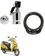 QiisX Heavy Duty Disc Brake Lock Anti Theft Security Lock with Helmet Lock Premium Black Heavy Number Lock for Honda Activa 5G