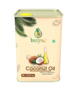 BeejRas Wood Pressed Coconut Oil - 1 Litre | Tin Can | Kacchi Ghani/Kolhu/Chekku | Cooking | Diet | Oil Pulling | Massage | Baby Massage | Virgin Coconut Oil