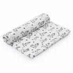 NK White Cartoon Cotton Muslin Swaddle (110 X 110 cm)