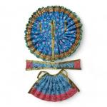 YSHI Kanha Ji Cotton Silk Poshak & Fancy Fabric Embroidery Lehenga Patka for Devi Ji Dress (Combo of 2 Dress) Blue-2 inch