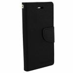 Fastship Imported Canvas Cloth Smooth Flip Cover for Realme RMX1811 / Realme C1| Inside TPU & Inbuilt Stand | Wallet Style Back Cover Case | Stylish Mercury Magnetic Closure - Black