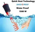 NETVULL Immersion Rod Water Heater 1500W | Superior Copper Element, Water Proof,Heat Resistant Handle with Shock Protection| Quick Heat Technology| | Long Wire Heating Rod for Kitchen| Bathroom