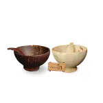 Coco Land Coconut Shell ICE CREAM POT 250 ml With Spoon (Combo Pack Brown & White) Coconut Oil Polished Decorative Pots /Cocktail Pot/Natural Pot/Smoothie Pot/Pudding Pot/Fruit Salad Pot /Chutney Pot/Mixing Pot