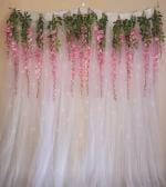 SpecialYou.in Diwali Decoration Products Items Backdrop Net Curtain with Pink Wisteria & Led Light-12 Items