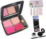 bingeable Sp 4In1Blusher Kit 7In1 Makeup Brushes With Stroage Box Black Brown Gel Eyeliner (Set Of 3)