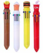 Toyshine Pack of 4 Fast Food Design Ballpoint Pens Multicolor Pens 0.5 mm 10 Colors Ink in One