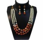 JAYA VISION ENTERPRISES Carnelian & Synthetic pearl Necklace