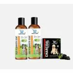 The DDS Store Dog 2 Pieces Shampoo & Puppy Shampoo With Charcoal Tick- Nil Soap,Grooming Products for Dogs (Tick Soap & Smooth & Strong-Green Apple 200ml)