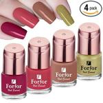ForFor Pink, Light Pink, Nude, Golden Glossy And Matte Nail Polish 7.5 Ml (Pack Of 4)