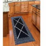 ROUSN 100% Cotton Soft Floor Rug for Bedroom Living Room Kitchen Bedside Runner (120 X 45 CM) (Blue)