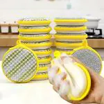DORLANK Double Layer Round 2 in 1 Premium Scrubber for Utensils Dishwashing Scrub & Sponge for Kitchen for Cleaning Dishes and Cookware Sponge & Steel Scrubber for Utensils Pack of (10)