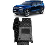 Kingsway 7D Car Floor Foot Tray Mats for Tata Safari 6 Seater, 2021 Onwards Model, 100% Waterproof Washable, Black, Made with Top-Notch PVC Material, Complete Set of 4 Piece