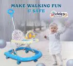 ODELEE Jerry Musical Height Adjustable Activity Walker With 360 Degree Rotation Wheels, Parent Handel Rod, Music & Toy Trey for Kids