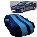 Carigiri Sky Blue And Navy Blue Car Body Cover For Jaguar Xf(Triple Stitched,Mirror Pocket)