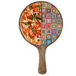 pb Papyrusbolsys Wood Serving Tray Pizza Platter Printed Design 014, Set of 1, Multicolour