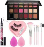 DAIMANPU 18 Colors Eyeshadow Palette, Eyeliner, Fake Eyelash, Beauty Spong, Makeup Brush