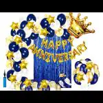 SV Traders Happy Anniversary Decorations for Home Kit Golden Blue Theme Combo Of 78 Pcs