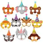 Zyozique 10 Piece Animal Masks Animal Happy Birthday Party Decoration 10 Pcs Animal Eye mask Jungle Birthday Theme Decoration,Jungle,Safari Themes Party Favors Kids 1st Birthday Decoration