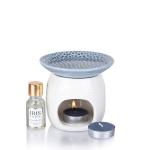 IRIS CELESTE Dual tone vaporizer jar with 2 tealights and 15ml oil-Fragrance Coral Blue