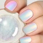 D.B.Z. White Pearl Chorme Nail Powder Ice Transparent Holographic Nail Art Glitter