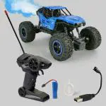 PARTEET Off Road Rock Crawler Climber Remote Control Car with Smoke Car 3D Light for Kids (Blue)