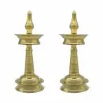 pujaNpujari Nilavilakku Diya Kerala Brass Oil Lamp Set of 2