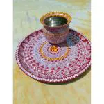 Gudia Arts handcrafted Aipan Art thali used for Puja, engagement,handcrafted Aipan Art Puja thali
